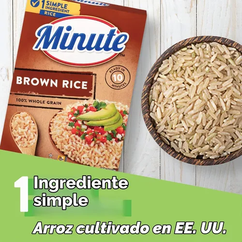 Vista 4 de Arroz integral Minute, arroz integral instantáneo para comidas rápidas, caja de 14 onzas