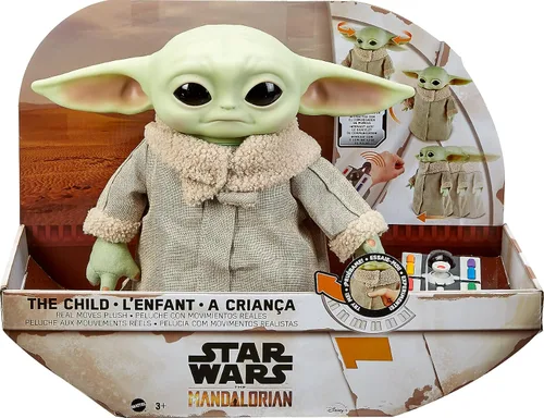 Vista 8 de Mattel Star Wars The Mandalorian Grogu RC - Peluche de 12 pulgadas, muñeca de cuerpo suave con movimientos reales controlados por control remoto
