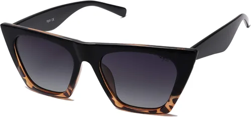 Vista 10 de SOJOS Trendy Square Cateye Polarized Sunglasses Womens Big Frame Shades SJ2115 Todo negro