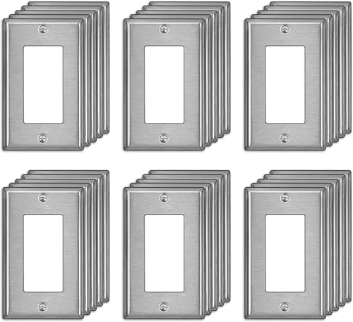 Vista 13 de BESTTEN [Paquete de 5] Placa de pared de metal decorativa con película protectora, cubierta de interruptor decorativa resistente a la corrosión