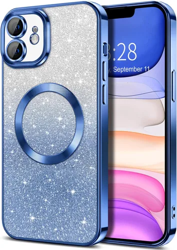 Vista 8 de Hython Funda para iPhone 12 Pro Max Transparente Magnética con Purpurina [Compatible con MagSafe] Protector Completo de Lente de Cámara Delgado