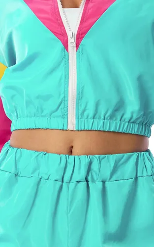 Vista 4 de Yisfri Conjunto de 2 piezas cortavientos de manga larga con cremallera frontal para mujer