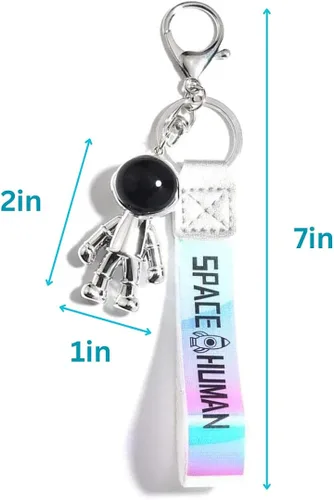 Vista 2 de SIMPLEKZ Spaceman - Llavero y cordón de astronauta, accesorio para llaves de coche, bolsos, bolso, mochila