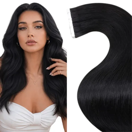 Vista 65 de LaaVoo - Extensiones de cabello humano con cinta adhesiva, color marrón a rubio ceniza, extensiones de cabello humano real, cintas en extensiones