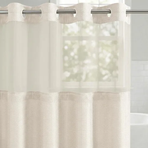 Vista 26 de Americanflat 71x74 Cortina de Ducha Sólida Negra - Cortina de Ducha Larga Resistente al Agua con Ojales de Metal Duraderos y 12 Ganchos - 100%