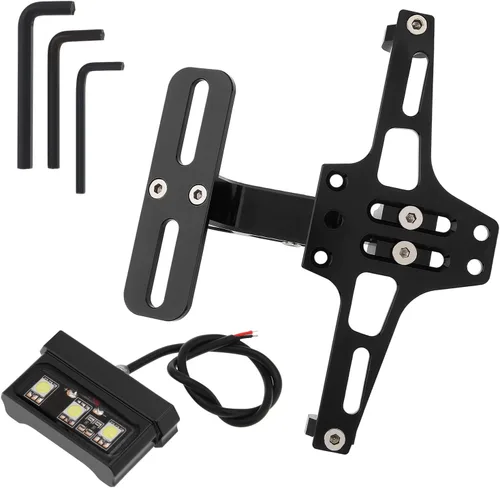 Vista 3 de Soporte de matrícula de motocicleta Eliminador de guardabarros ajustable con luz LED Adjustable length/angle/height. CNC aluminum.