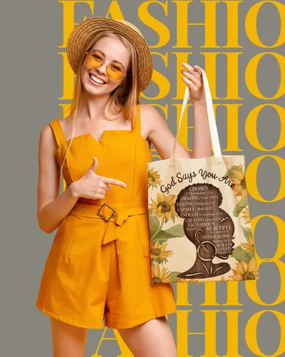 Vista 2 de AUSVKAI Bolsa Tote de Lona para Mujer, Estética Bonita Comestibles Comestibles Reutilizable de Algodón Bolsa de Regalo para Compras Playa Regalos
