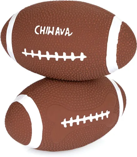 Vista 2 de CHIWAVA Paquete de 2 pelotas de juguete de látex chirriante de 6 pulgadas para perros de fútbol rugbys para perros medianos y grandes