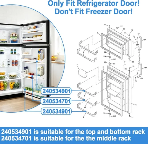 Vista 3 de Paquete de 2 barras de retención para estante de puerta de refrigerador