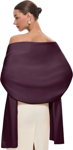 Vista 23 de PULI Bufanda y chal tipo pashmina para mujer, accesorio para vestido de noche, gran bufanda manta larga, chal para boda nupcial de invierno