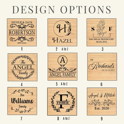 Vista 2 de Juego de tablas de charcutería personalizadas con dos cajones, tabla de queso de bambú grabada personalizada, Navidad, boda y regalo de inauguración