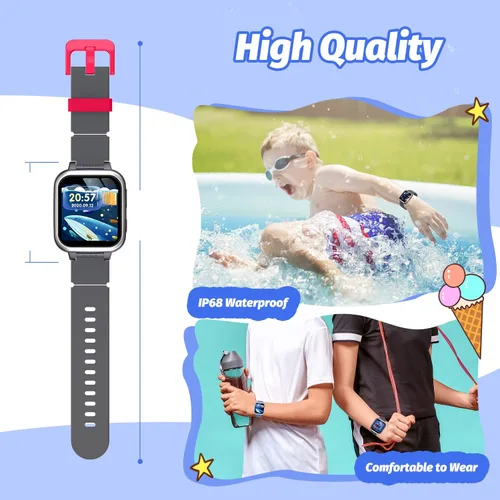 Vista 8 de Reloj inteligente para niños con juegos de rompecabezas, pantalla táctil HD, cámara de video, reproductor de música, podómetro, reloj despertador