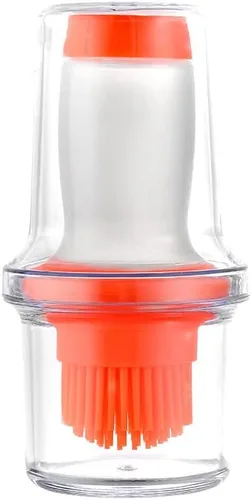 Vista 6 de Juego de 2 cepillos para botella de aceite, botella de cepillo de aceite con recipiente, botella de aderezo de alta temperatura, cepillo de salsa