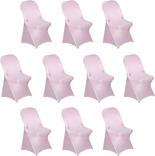 Vista 38 de Efavormart - Funda para silla plegable elástica de elastano, ajustable, para cenas, eventos, bodas, fiestas, banquetes, catering, color beige