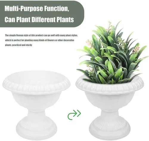 Vista 3 de Cabilock 4 mini macetas romanas decorativas de plástico para bodas, carreteras, pasillos, jardín, patio, uso doméstico, contenedores de plantas