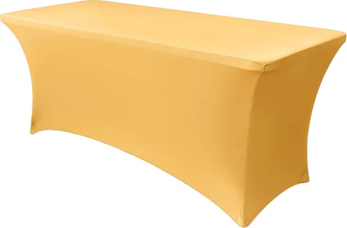 Vista 72 de Obstal Funda de mesa de elastano elástica de 4 pies para mesas plegables estándar, paquete de 2 manteles rectangulares universales ajustables