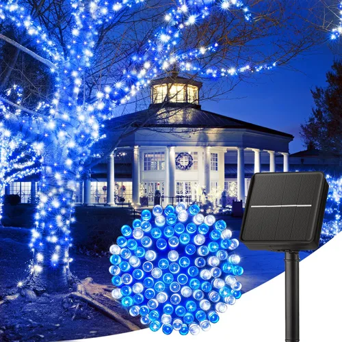 Vista 34 de Minetom Luces de Cadena Solares para Exteriores, 40 pies, 100 Luces LED de Cadena Alimentadas por Energía Solar con 8 Modos de Iluminación, Luces