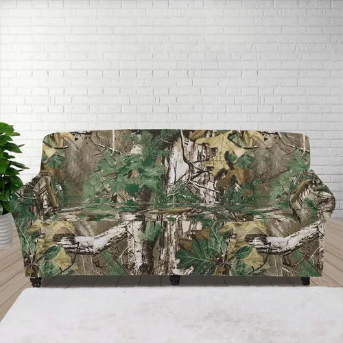 Vista 25 de ZOUTAIRONG Fundas elásticas para sofá con estampado de ramas de camuflaje 3D para sofá, funda para muebles de un solo cojín, decoración del hogar u