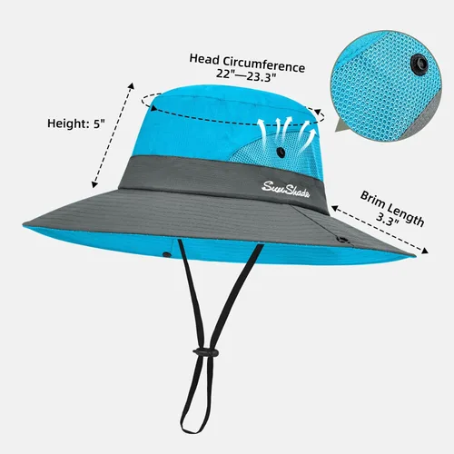 Vista 34 de Rosoz Sombreros de cola de caballo para mujer, protección UV, ala ancha 1 paquete-negro
