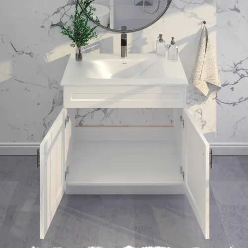 Vista 4 de La Royal Mueble de baño con base de coctelera blanca lista para montar, 36 pulgadas de ancho