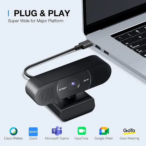 Vista 8 de EMEET C960 - Cámara web USB 2K QHD, 2 micrófonos con reducción de ruido y tapa de privacidad, enfoque automático TOF, plug and play