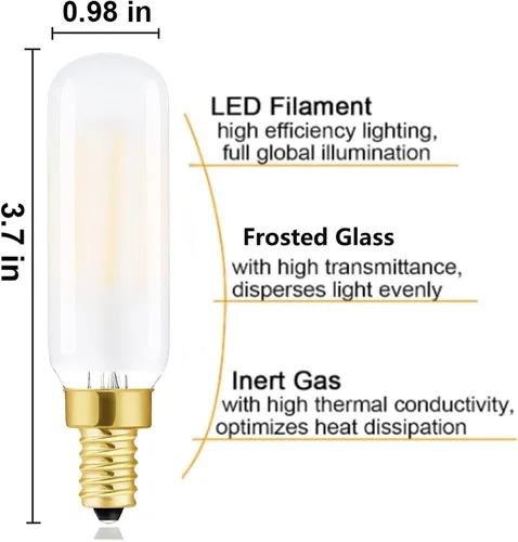 Vista 5 de Bombilla LED T6 esmerilada E12 regulable Edison 25W blanco suave 3000K E12 bombillas incandescentes equivalentes a T6.5 bombilla de filamento LED