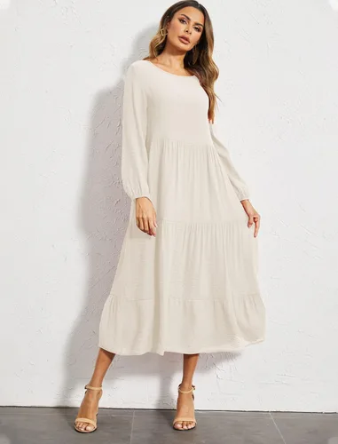 Vista 3 de Halife Vestidos largos casuales de verano para mujer, con volantes, estilo bohemio, con bolsillos