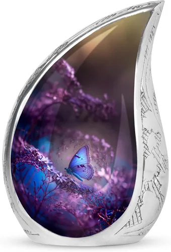 Vista 12 de Aurora Borealis - Urna de cremación en forma de lágrima para cenizas humanas de adultos hombres y mujeres, urna decorativa funeraria de Aurora