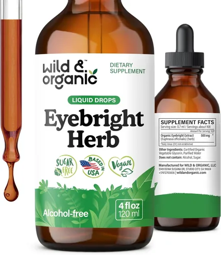 Vista 10 de Wild & Organic Eyebright - Tintura de hierbas - Soporte para los ojos con suplemento Eyebright - Gotas líquidas de extracto de eufrasia dietética