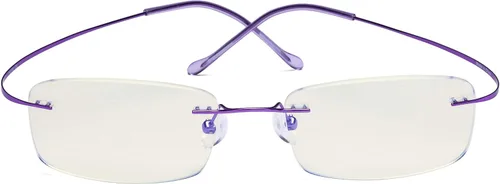 Vista 10 de CessBlu Gafas de computadora de titanio Gafas de lectura sin marco para lectores con filtro de luz azul