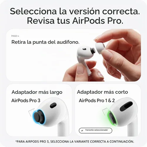 Vista 2 de Foam Masters Almohadillas de espuma viscoelástica ultra premium para AirPods Pro 1ª y 2ª generación 3 pares Nueva versión Ajuste seguro Blanco