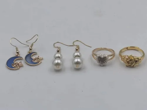 Vista 4 de Juego de joyas de plata 925 para mujer, collar de amatista morada, aretes, anillos, pulsera y caja de regalo
