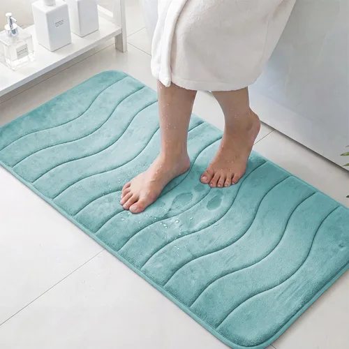 Vista 17 de Flamingo P Alfombra de Baño de Espuma Viscoelástica Tapetes de Baño Alfombra Antideslizante Absorbente de Agua para Ducha, 24x17 pulgadas, Verde Aqua