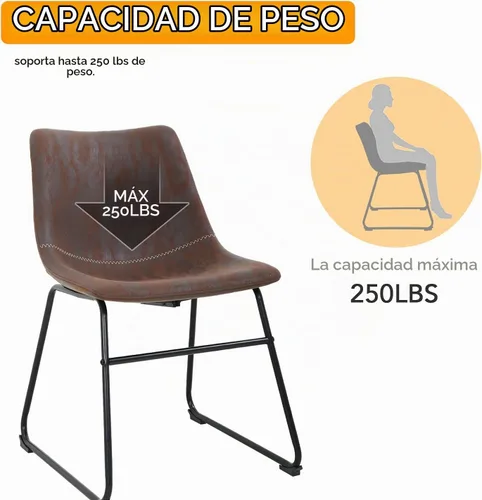 Vista 5 de PayLessHere Juego de 2 sillas de comedor, sillas de cocina, sillas de sala de estar, taburetes de mostrador con respaldo, isla de cuero (18 pulgadas)