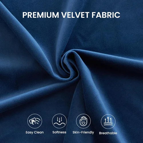 Vista 8 de Sofá de terciopelo de 78 pulgadas, sofá de 3 plazas con almohadas de refuerzo, diseño copetudo con botones Azul