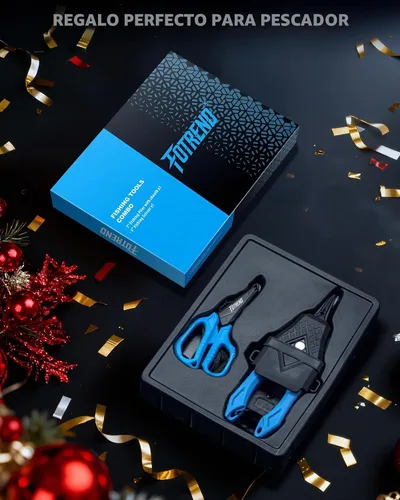 Vista 7 de Kit de herramientas de pesca, equipo de pesca, alicates de pesca con funda, cuchillo de filete, tijeras de pesca, pinza de labios de pescado