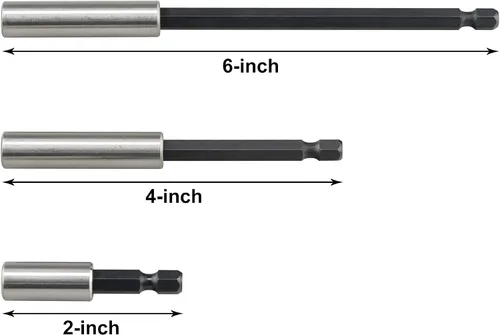 Vista 3 de K405 Soporte magnético para brocas con anillo de retención, extensiones de 2, 4, 6 pulgadas, 3 piezas