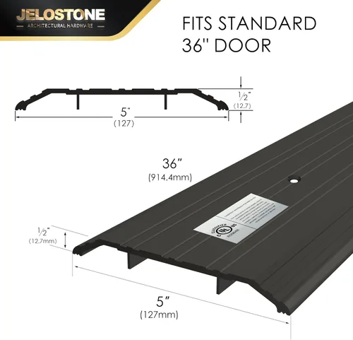 Vista 4 de Umbral de puerta comercial de aluminio para uso pesado de 5'' de ancho x 1/2'' de alto x 36'' de largo (anodizado en bronce oscuro) - ADA Accesible