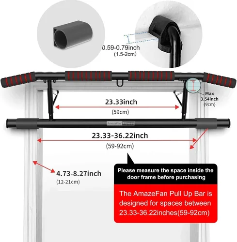 Vista 4 de AmazeFan Barra de Dominadas para Puerta con Agarre Ergonómico - Marco de Dominadas de Fitness para Ejercicio de Gimnasio en Casa - Agarre