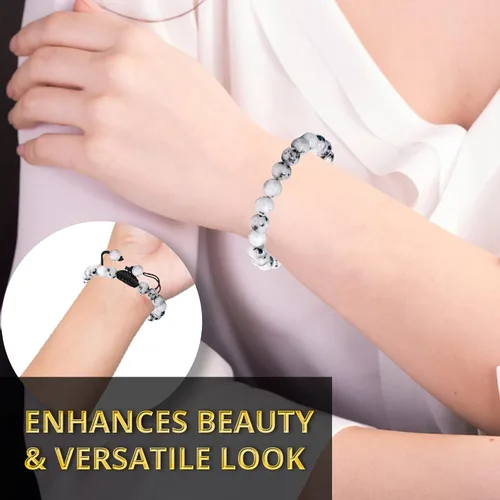 Vista 165 de Adjustable Crystal Bracelet – Gemstone Bead Bracelet with Adjustable Macrame String – Chic Gemstone Bracelet for Men and Women – 8mm Round Healing