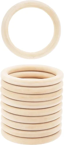 Vista 9 de Mandala Crafts Anillos de madera negra de 0.59 pulgadas (0.591 in), suministros de macramé, 100 anillos de macramé de madera natural