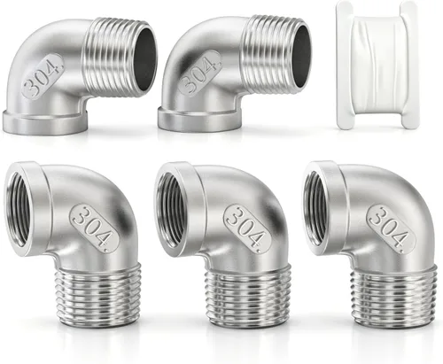 Vista 21 de TAISHER 2 piezas de acero inoxidable 304 accesorios de codo de 90 grados, tubo hembra NPT de 1 pulgada a 1 pulgada NPT hembra 304 accesorio