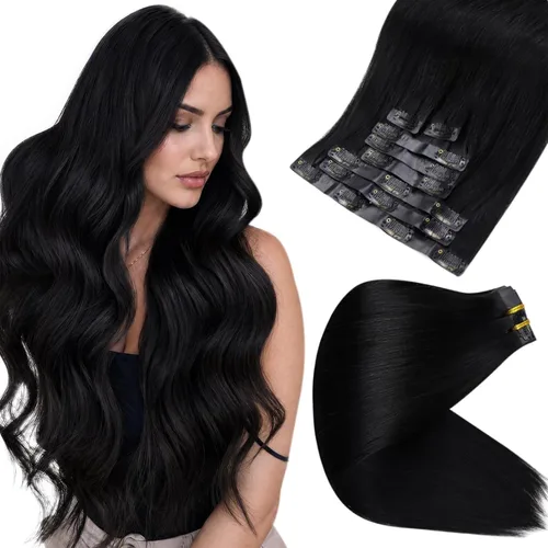 Vista 45 de Full Shine Extensiones de Cabello Rubio con Clip Reflejos Cabello Humano Extensiones con Clip Rubio Ceniza Mezcla Rubio Decolorado PU Extensiones