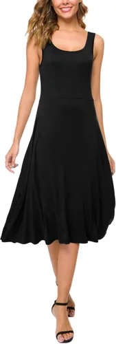 Vista 2 de Urban CoCo Vestido midi acampanado sin mangas con cuello en U para mujer