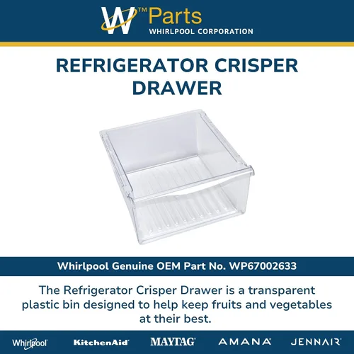Vista 7 de Whirlpool WP67002633 Pieza de repuesto para cajón de fresas de refrigerador SxS original OEM - Reemplaza 12530501, 12530505, 12530505N y más