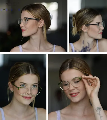 Vista 2 de Eyekepper Elegantes lentes de lectura de gran tamaño para mujer, paquete de 4 lectores redondos grandes para mujer +0.50