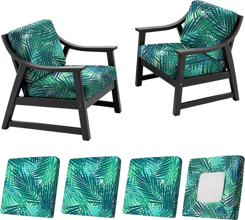 Vista 15 de NettyPro Juego de 4 fundas elásticas para cojines de asiento de sillas de patio, fundas elásticas de repuesto para la mayoría de sofás, protectores