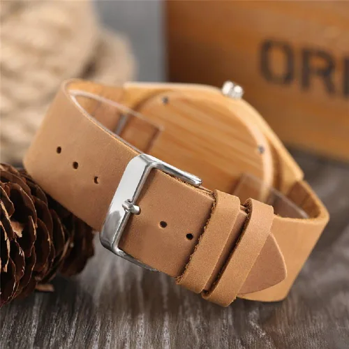Vista 6 de MW Watches Reloj de madera elefante mujer cuero genuino, Classic