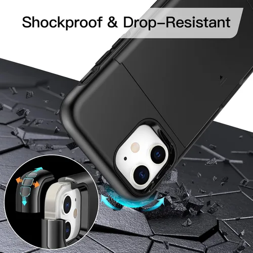 Vista 5 de JETech Funda tipo cartera para iPhone 12/12 Pro de 6.1 pulgadas con tarjetero, cubierta protectora a prueba de golpes de doble capa, ranura oculta