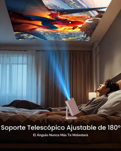Vista 7 de 【Licencia de Netflix e integrado】Proyector inteligente WiFi PANSEBA con soporte telescópico, 4K compatible con 300 pulgadas HD proyector